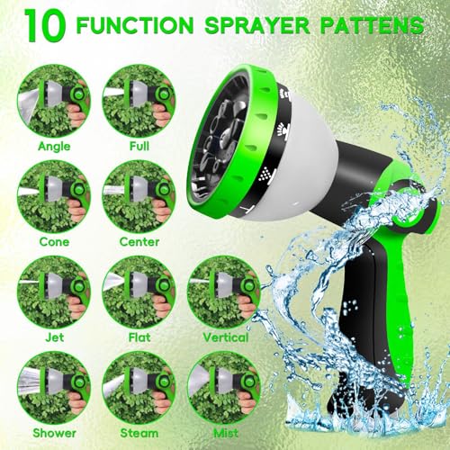 Junredy 75 FT Garden Hose, Flexible Water Hose with 10-Function Sprayer - color: Black Blue, size: 75