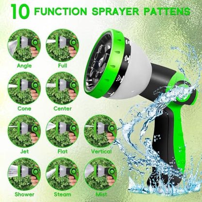 Junredy 75 FT Garden Hose, Flexible Water Hose with 10-Function Sprayer - color: Black Blue, size: 75