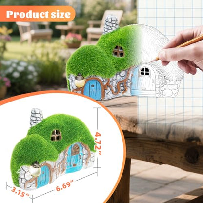 Solar Garden Outdoor Fairy House Statue 10.05-In Lawn Yard Porch Ornament - color: Fairy House - new