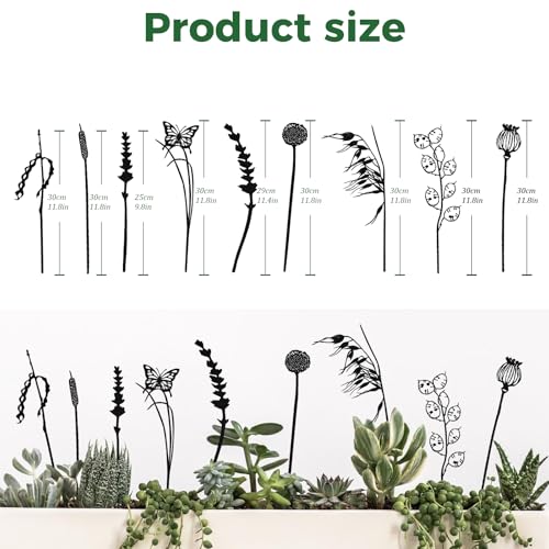 9-Piece Black Metal Butterfly Meadow Garden Stake Set - style: Black_Butterfly Meadow Set