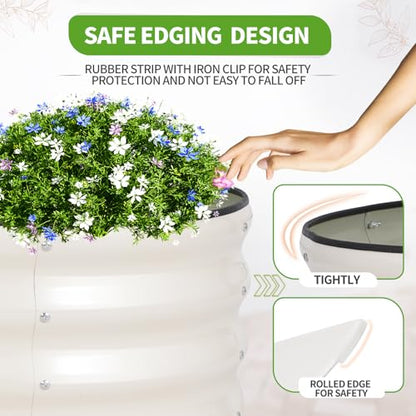 Galvanized Raised Garden Bed Outdoor- 8x2x1FT Planter Box, White - color: White, size: 8x2x1ft