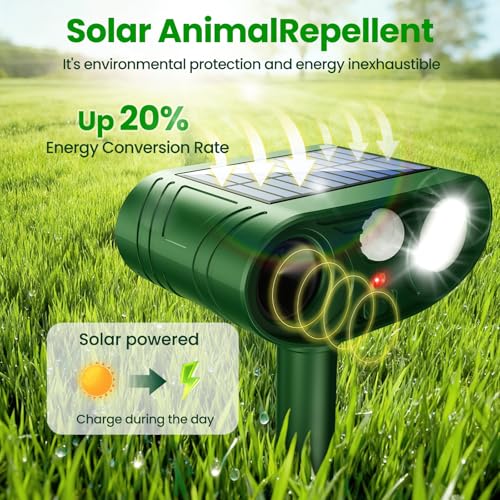 2026 Newly Advanced Ultrasonic Solar Animal Repellent Outdoor (2-Pack)