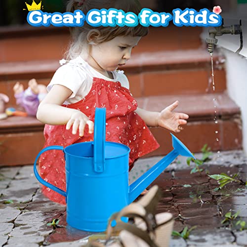 Blue Metal Watering Can, 1.5L for Kids Comfort Handle - color: Blue