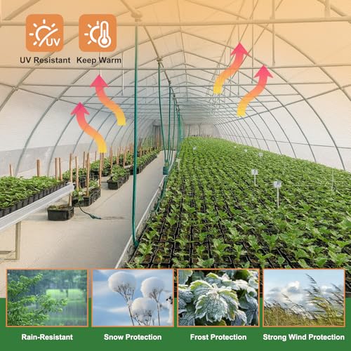 18 Mil Greenhouse Cover, 14x18 FT Clear Heavy Duty Greenhouse Tarp, UV Resistant Waterproof Green House Plastic Covering with Grommets for Garden, Farms, Nursery - size: Clear White 14FTx18FT