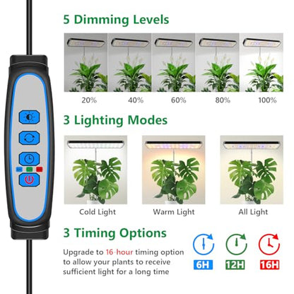 Aumtrly LED Grow Light Black, Full Spectrum Table Plant Light with Base - size: 1 Pack/black