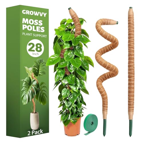 2 Pack Bendable Moss Pole, 28" DIY Shape Monstera Plant Support - size: 2-Pack (28 in)