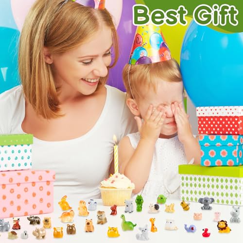Mini Resin Animals Figures 80Pcs Tiny Resin Animals Miniature Small Animal Figures Bulk for Party Favors Dollhouse Aquarium Garden Decoration