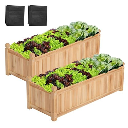 VIVOSUN 2-Pack Raised Garden Bed 3.6x1.3Ft Outdoor Wood 43.5x16x14 Planter - size: 43.5 x 16 x 14 Inches (Pack of 2)