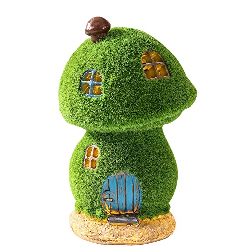 Mushroom Fairy House Decor - Figurine Lights Outdoor Solar Fairy Garden House for Patio Lawn Yard Ornaments, Housewarming Gift 7.4 inch - color: Fairy Garden House-2