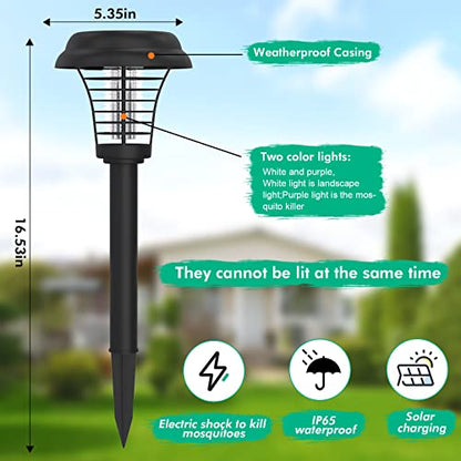 2 Pcs Solar Bug Zapper Outdoor Rechargeable Mosquito Fly Zapper Outdoor