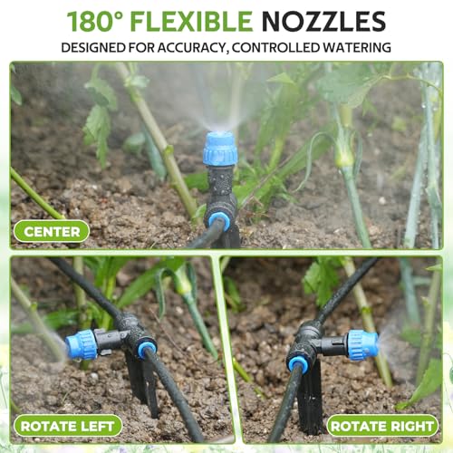 HIRALIY 59FT Drip Irrigation Kit with Water Timer, Quick-Connect - size: 59 feet