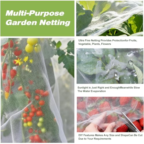 Garden Netting 5'x20' Insect Pest Barrier Bird Netting for Garden Protection,Row Cover Mesh Netting for Vegetables Fruit Trees and Plants,White - size: 5FT*20FT