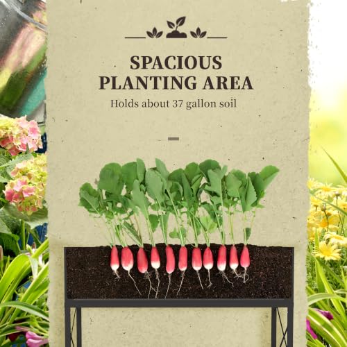 Outsunny Raised Garden Bed with Galvanized Steel Frame, Black - color: Black