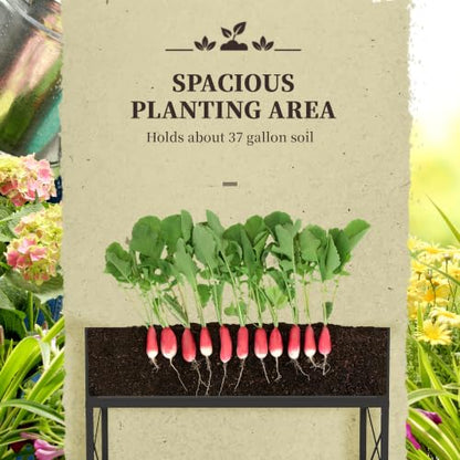 Outsunny Raised Garden Bed with Galvanized Steel Frame, Black - color: Black
