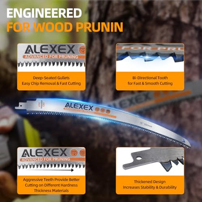 ALEXEX 6Pcs 15" Japanese Teeth Reciprocating Saw Blades for Wood Cutting and Tree Trimming, 6TPI Arc Curved Wood Sawzall Blades for PVC Pipe Cutting, Cr-V Sabre Sawzall Pruning Blades 15 Inch - size: 15 Inch 6TPI
