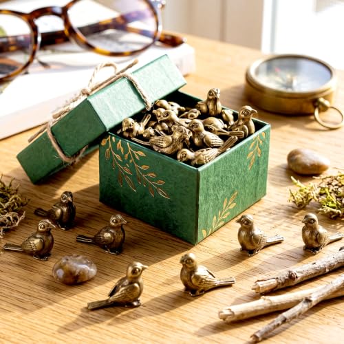 Weysat 50 Pcs Mini Bronze Bird Statue, Falls Bird Figurine Decor - style: Bird