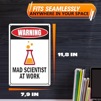 Mad Scientist Sign, 7.9" x 11.8", Tin Wall Art, Rust Resistant - color: Mad Scientist