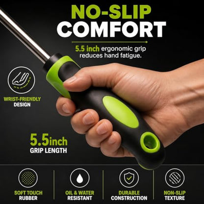 Weed Puller Tool, 2-in-1 Hand Weeder and Root Remover, Heavy Duty Stainless Steel Weeding Tool for Deep Roots, Ergonomic Garden Weed Pulling Tool for Lawn and Yard - Green (Green) - color: Green