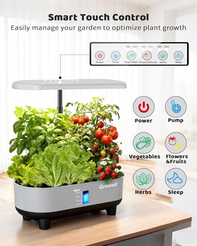 Growell 16 Pods Hydroponics Growing System Kit with 3 Light Modes & 2 Timer - color: Gray