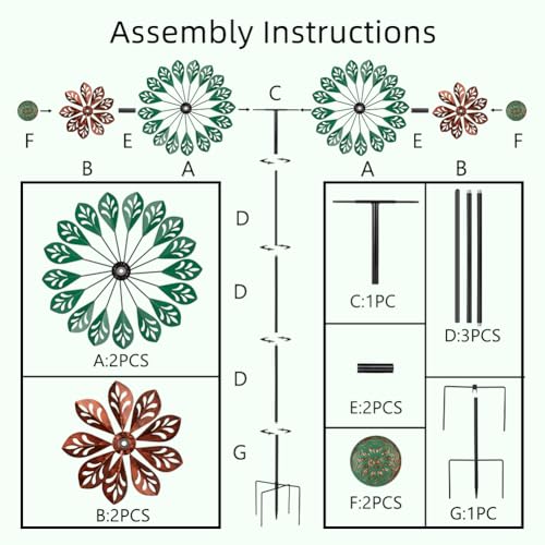 Viveta Wind Spinner Outdoor, Kinetic Metal Wind Sculptures & Spinners - color: Green Copper
