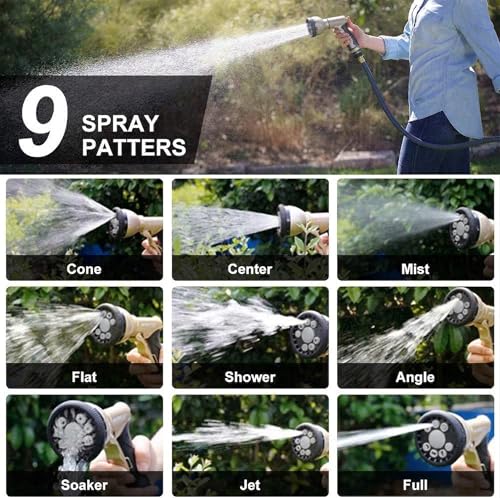 Garden Hose Nozzles,9 Spray Patterns Heavy Duty Metal Hose Sprayer Nozzle