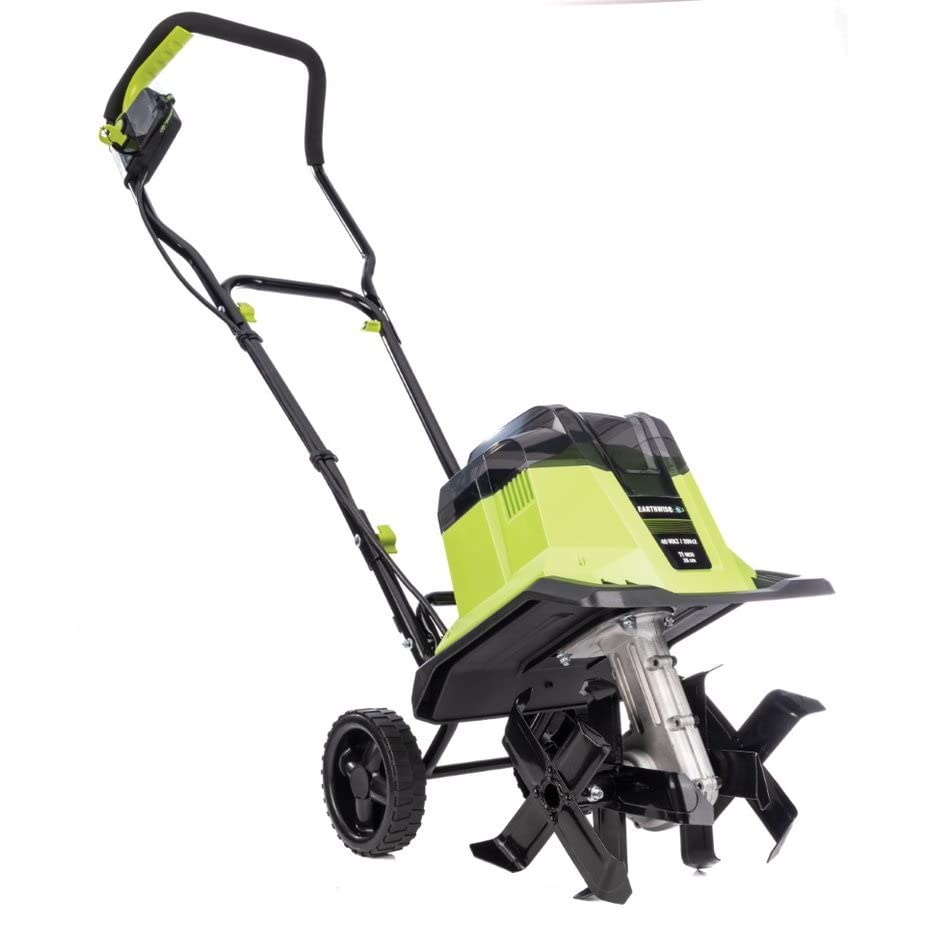 Earthwise TC722011 11" 2x20V Cordless Electric Garden Tiller Cultivator - style: 11-Inch 2x20-Volt Cordless