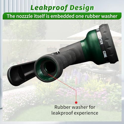 AUTOMAN Garden Hose Nozzle, Water Sprayer Nozzle with 7 Adjustable Watering Patterns,Slip Resistant Nozzle for Plants,Lawn,Washing Cars,Window Cleaning,Showering Pets & Outdoor Fun. - color: Green