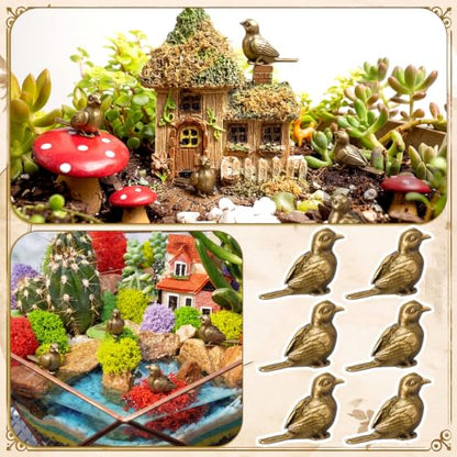 Weysat 50 Pcs Mini Bronze Bird Statue, Falls Bird Figurine Decor - style: Bird