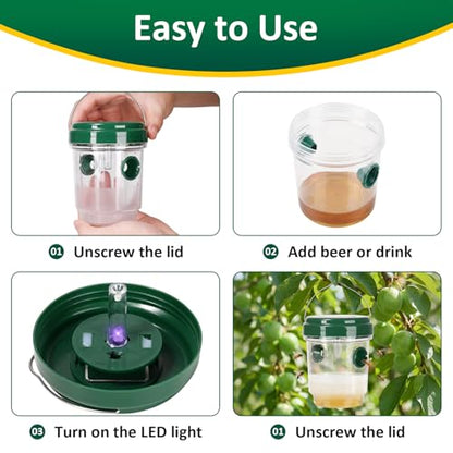 3 Pack Outdoor Hanging Wasp Catcher Reusable Insect Catching Container for Garden Yard Deck