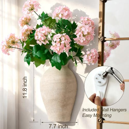 Vanselia 2 Pack Ceramic Wall Vase Home Decor Hanging Planter (11.8" Retro) - color: 2 Pack Retro-11.8"