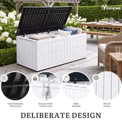 YITAHOME XXL 240 Gallon Extra Large Deck Box - color: Grayish-White & Black, size: 240 Gallon