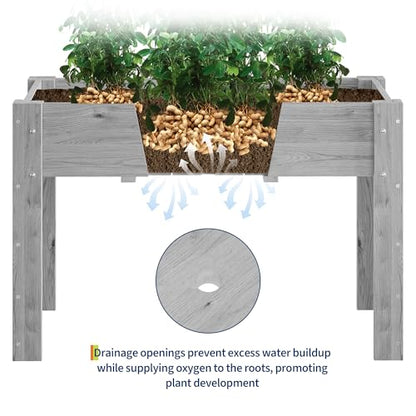 Garvee 48x24x30IN Wooden Raised Garden Bed with Legs - color: Gray, size: 48*24*30 in