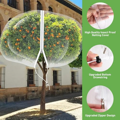 12'*12' Large Fruit Tree Netting for Squirrels and Birds with Drawstring, Insect Bird Netting Pest Barrier for Garden Protection (White, 2pc) - size: 2pc 12'*12'