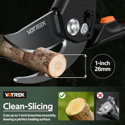 Pruning Shears, Patented Stepless Handle Opening for Any Hands - color: Classic Black