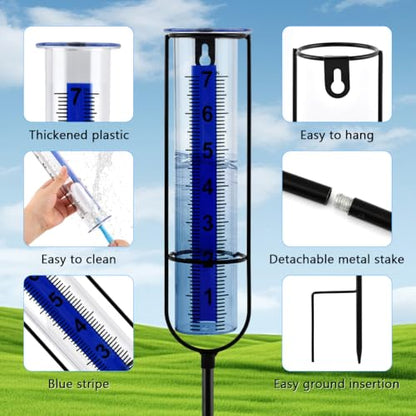 Rain Gauge Outdoor with Sponge Brush,Rain Water Meter for Yard