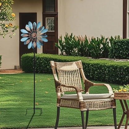 WONDER GARDEN Wind Spinners Outdoor - Metal Wind Spinner Windmill, 4.3 Ft Kinetic Wind Sculpture & Spinners for Yard Patio Lawn Decor - size: 4.2 ft