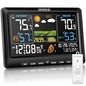 BluSon Weather Station Wireless Indoor Outdoor Thermometer, Atomic Clock - color: Black