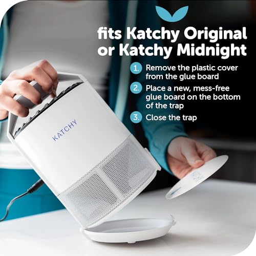 Katchy Original and Midnight Glue Board Refills (8 Pack) - Indoor Insect Trap Glue Board Refills for Mosquito, Gnat, Moth, Fruit Flies - Non-Zapper Traps for Buzz-Free Home - size: 8 Pack