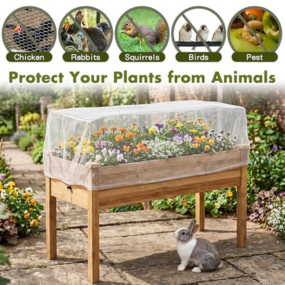 Woanger 3 Pack Garden Netting for Raised Beds 37.4 x 19.69 x 19.69 Inch Rectangular Mesh Plant Covers with Drawstring for Garden Raised Bed Bird Netting Pest Barrier Screen for Protecting Vegetable - size: 3 x 2 x 2 ft