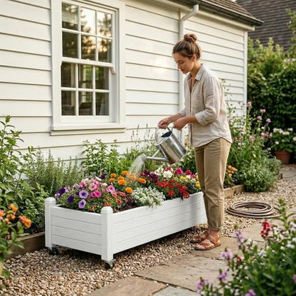 Fancyango Raised Garden Bed with Wheels 13.3" H -Ashen - color: Ashen, size: 13.3"H