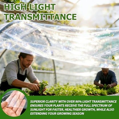 10x26ft Greenhouse Plastic Sheeting, 6 mil Clear Polyethylene Film Cover