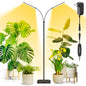 Grow Light for Indoor Plant,Dual Head Full Spectrum with 3/9/12H Auto Timer - color: Black