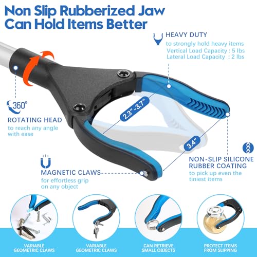 Upgraded 31 Inch Grabber Reacher Tool for Seniors, Trash Picker Upper- Anti Slip Wide Jaw, Stable Center of Gravity, Folds to 12.8 Inch Easy Storage Ideal for Trash Pickup & Surgery Recovery - size: 31 Inch