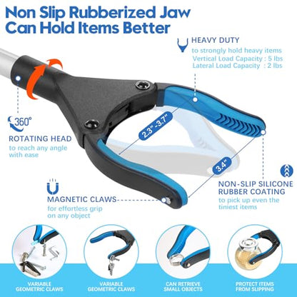 Upgraded 31 Inch Grabber Reacher Tool for Seniors, Trash Picker Upper- Anti Slip Wide Jaw, Stable Center of Gravity, Folds to 12.8 Inch Easy Storage Ideal for Trash Pickup & Surgery Recovery - size: 31 Inch