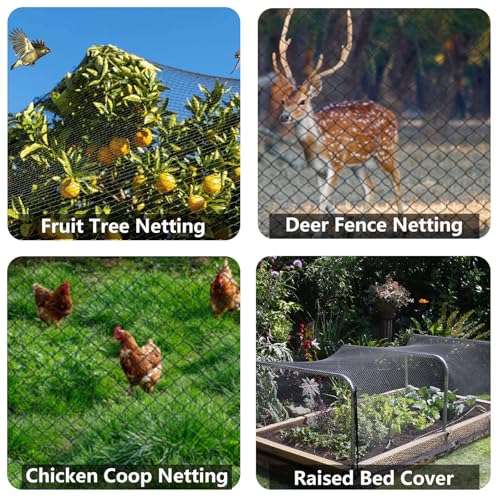 POYEE 10x10ft Bird Netting, 1/2 inch Mesh, Heavy Duty Garden Netting - size: 10 x 10 FT