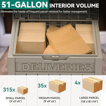 YITAHOME Outdoor Package Delivery Storage Box 51 Gallon - color: Taupe