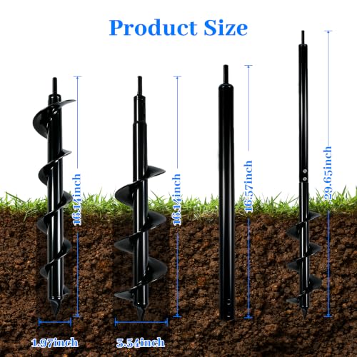 Planting Auger Drill Bit with Extension, 3/8" Hex Drive Garden Hole Digger