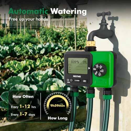 RESTMO 3-Zone Sprinkler Timer for Garden Hose with Brass Inlet