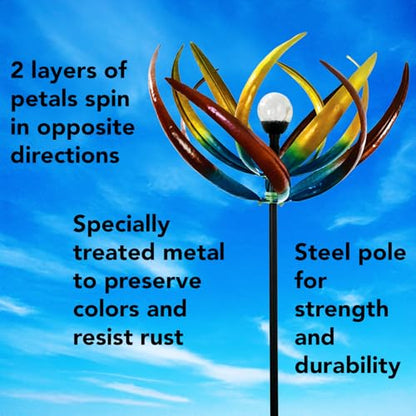 Bits and Pieces Tulip Wind Spinners Metal Yard Decor Windspinner