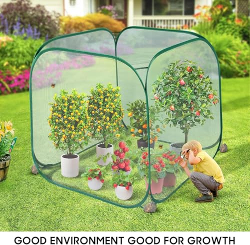 2Pc Pop Up Mesh Plant Cover,35x35x38'' Garden Netting for Insect Protection - color: Green, size: 2 pieces